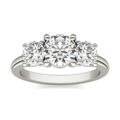 3 CTW AGI Certified Lab Grown Diamond (G-VS) Three Stone Engagement Ring in of 14K Gold