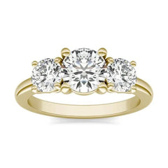 3 CTW AGI Certified Lab Grown Diamond (G-VS) Three Stone Engagement Ring in of 14K Gold