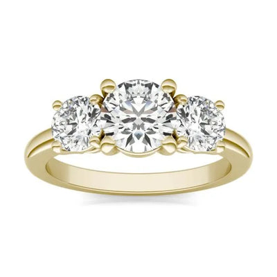3 CTW AGI Certified Lab Grown Diamond (G-VS) Three Stone Engagement Ring in of 14K Gold