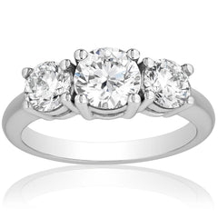 3 CTW AGI Certified Lab Grown Diamond (G-VS) Three Stone Engagement Ring in of 14K Gold