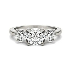 3 CTW AGI Certified Lab Grown Diamond (G-VS) Three Stone Engagement Ring in of 14K Gold