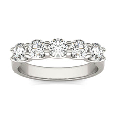 AGI Certified 1 1/4 CTW Round Lab Grown Diamond (G/VS) Five Stone Anniversary Band in 14K White Gold