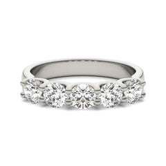 AGI Certified 1 1/4 CTW Round Lab Grown Diamond (G/VS) Five Stone Anniversary Band in 14K White Gold