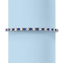 6ctw Created White & Blue Sapphire Tennis Bracelet in 14K Gold Overlay – 7.25”