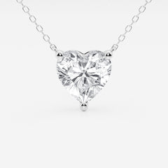 2.00 CTW Floating Heart Shape Lab Grown Diamond Solitaire Pendant Necklace F/G VS1 AGI Certified in 14K White or Yellow Gold