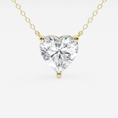 3.00 CTW Floating Heart Shape Lab Grown Diamond Solitaire Pendant Necklace F/G VS1 AGI Certified in 14K White or Yellow Gold