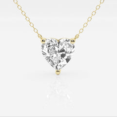 3.00 CTW Floating Heart Shape Lab Grown Diamond Solitaire Pendant Necklace F/G VS1 AGI Certified in 14K White or Yellow Gold