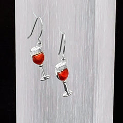Stainless Steel Red Wine Glass Earrings