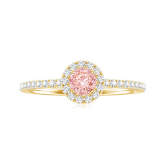 Lab Grown Pink White Diamond Halo Engagement Ring with IGI Certificate