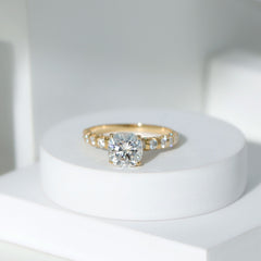 3 Carat IGI Certified Lab Grown Diamond Cushion Cut Engagement Ring with Side Stones