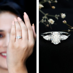 1 Carat Lab Grown Diamond Three Stone Engagement Ring with IGI Certificate