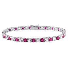 6CTW Lab-Created Ruby & White Sapphire Tennis Bracelet in 14K Gold Overlay – 7.25”