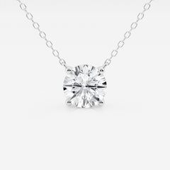 2.00 CTW Lab Grown Round F/G VS1 Diamond Floating Solitaire Pendant in 14K White or Yellow Gold – AGI Certified