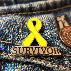 Yellow Awareness Ribbon Pin - Hard Enamel Survivor Lapel Accessory