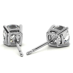4.00 CTW Lab Created Moissanite Cushion Cut Stud Earrings in Sterling Silver - 8mm Stones