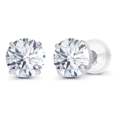 3.00 CTW AGI Certified Lab-Grown Diamond Stud Earrings in 14K Gold – E/VS